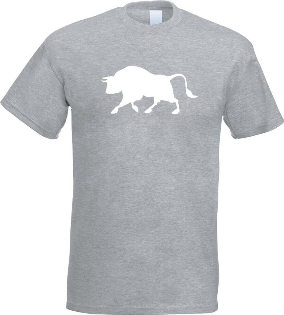 Kiwistar - T-Shirt - Graumeliert - Stier Motiv 2 - Bulle - Hausrind Herren Funshirt Bedruckt Design Sprüche Spruch Motive - mit Motiv Bedruckt - F...