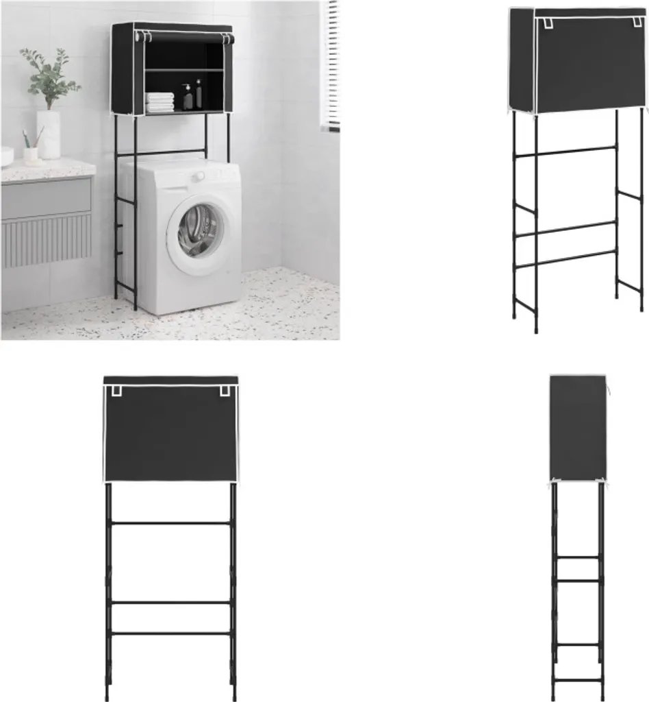 Scaffale per lavatrice vidaXL Nero 170cm | Mobile Bagno Ferro Salvaspazio
