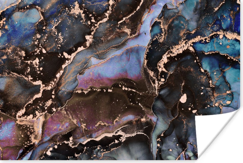 MuchoWow Poster Marmor - Gold - Rosa 120x80 cm - Bilder