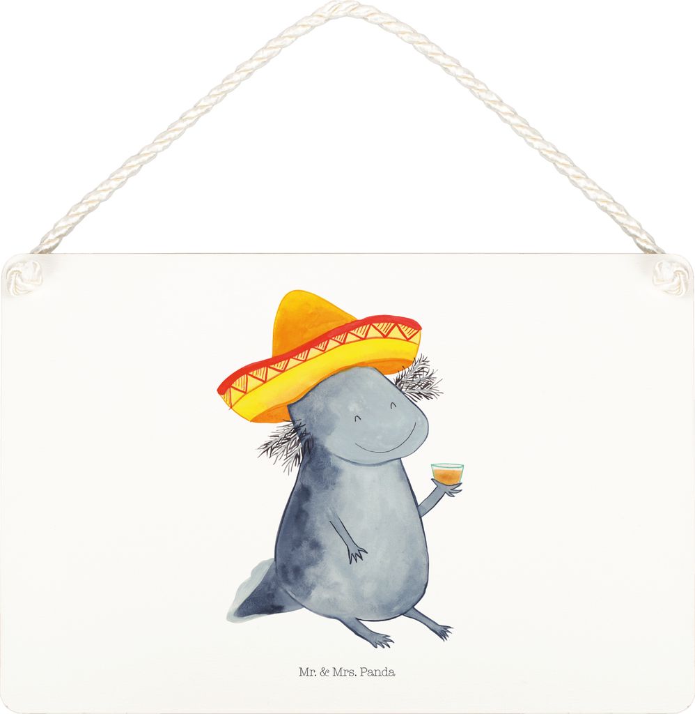 Mr. & Mrs. Panda Schild Axolotl Tequila DIN A5 - Weiß - Geschenk, trinken, holzbild, Türschild, hängeschild, Schwanzlurch, wandtafel, Urlaub, Pa...