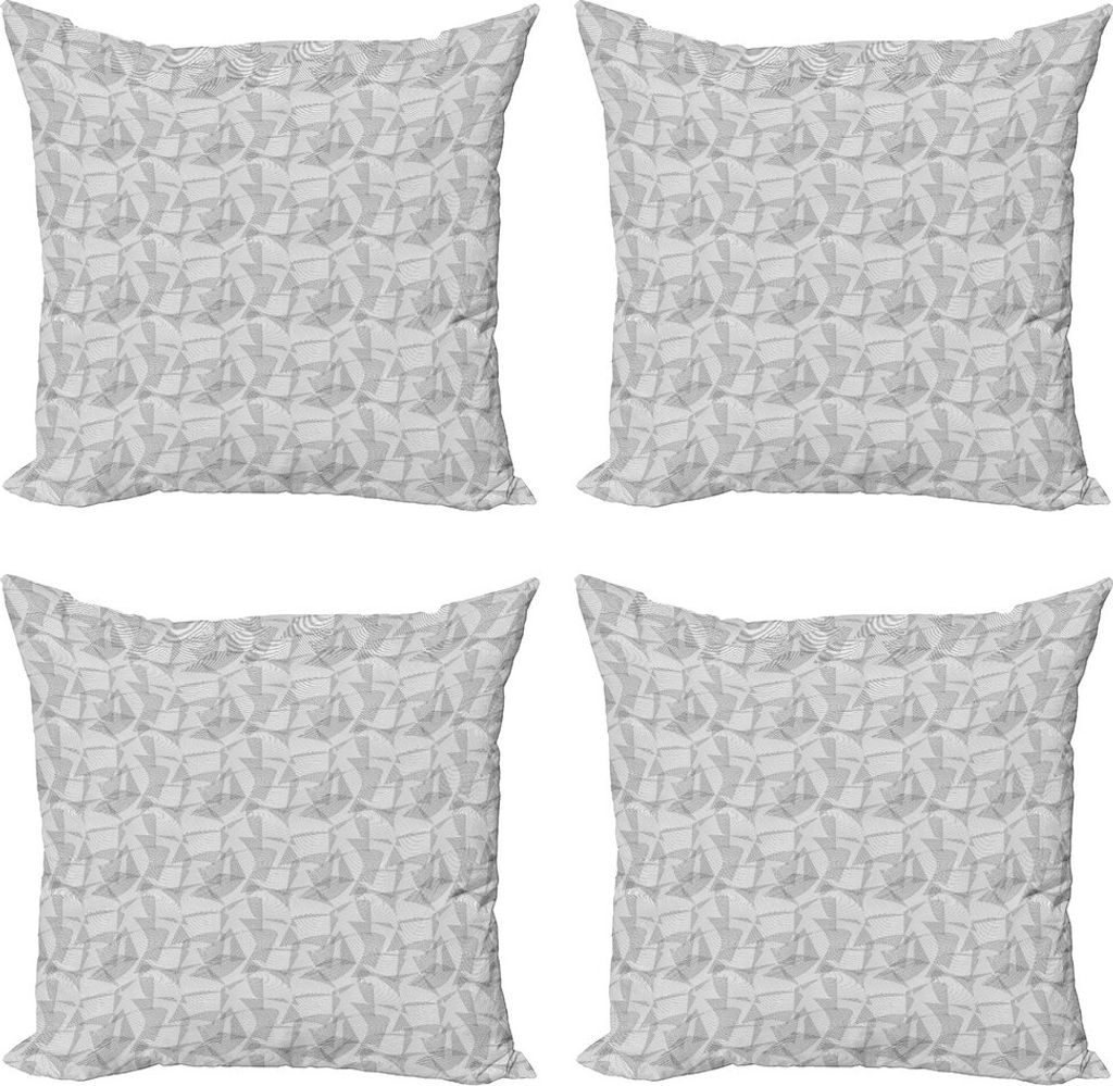 ABAKUHAUS Abstrakt Kissenbezug Set (4 Stück), Kurvige Linien-Grafik, Moderner Doppelseitiger Digitaldruck, 40 cm x 40 cm, Schwarz-Weiss