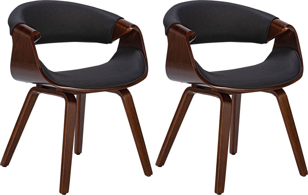 2er Set Esszimmerstuhl VIZON - Stoff Walnuss/schwarz 62x52x76 cm | Essstühle Esszimmerstühle Küchenstühle Wohnzimmerstühle