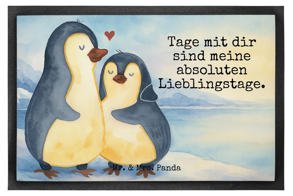 Mr. & Mrs. Panda fußmatte Pinguin umarmen Design 60 x 90 cm - Weiß - Geschenk, Hochzeit, Türmatte, Bodenvorleger, Schmutzfangmatte, Hochzeitsges...