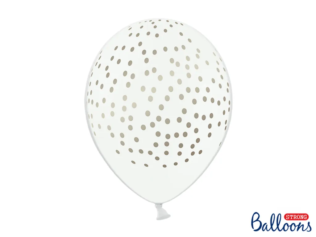 Ballons de Baudruche Blanc et Or à Pois - Pack de 50 Pièces Luxe