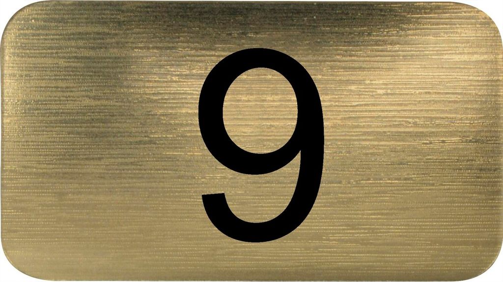Nummernschild selbstklebend, 35 x 20 mm, Type 9, Kunststoff gold metallic