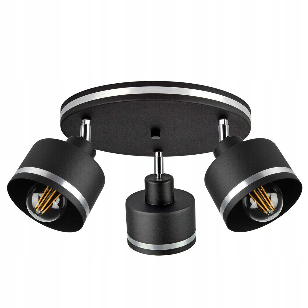 Luxolar LED Deckenleuchte 3-flammig E27 60W - Schwenkbar Deckenlampe mit Metalchirmen Schwarz-chrom - Moderne Wohnzimmer Hängelampe