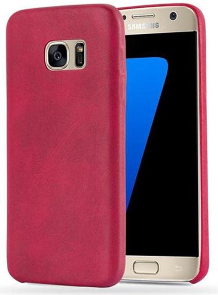 Cadorabo Schutzhülle für Samsung Galaxy S7 Hülle in Rot Hard Case Handyhülle Kunstleder Etui
