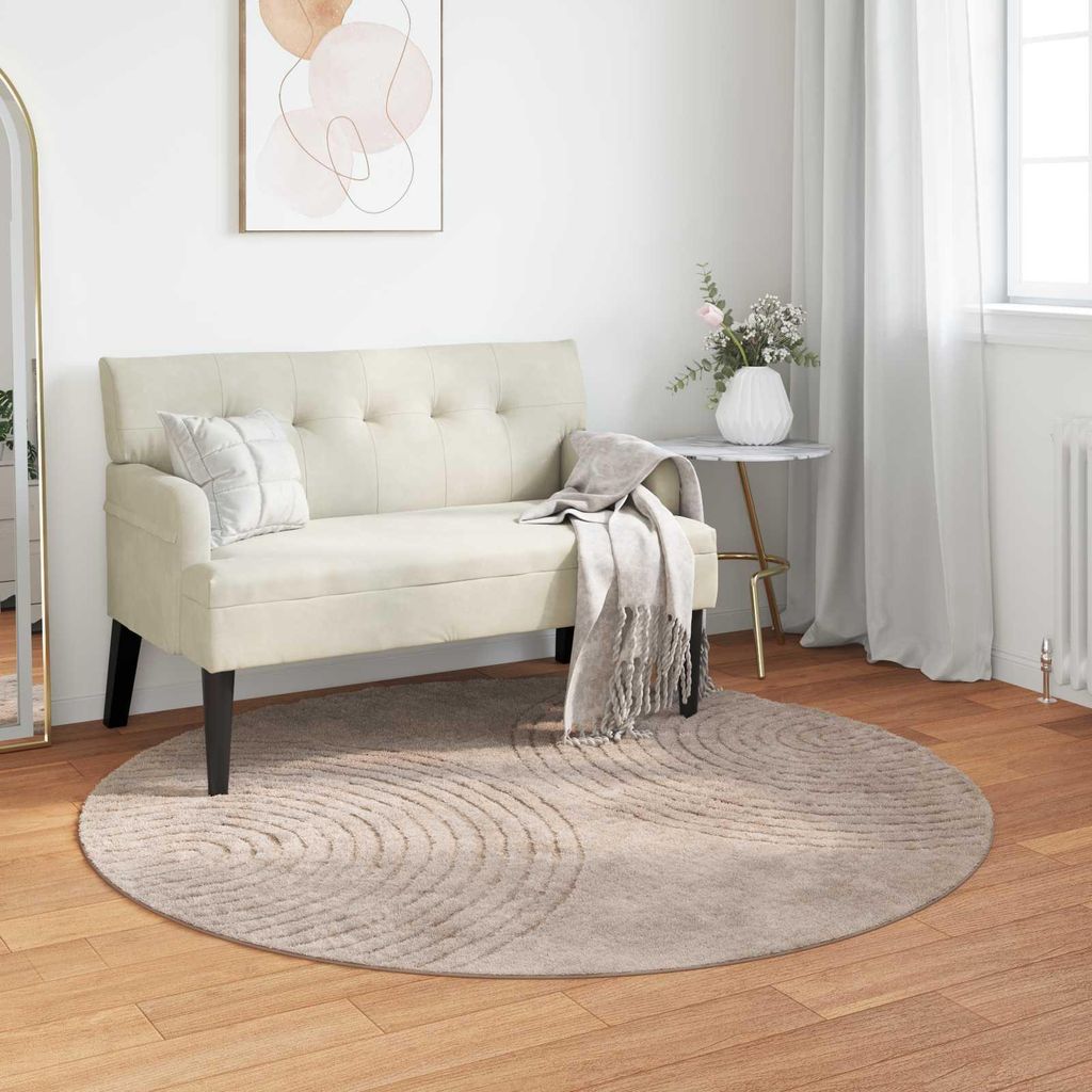 (Design 2026)Teppich Wohnzimmer Schlafzimmer - Modern Stil - Bereichsteppiche - Rund Beige Ø 200cm NEU894833 - Designerteppiche