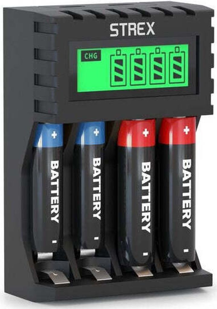 Strex Battery Charger - AA/AAA Batteries - USB Rechargeable Image du produit 