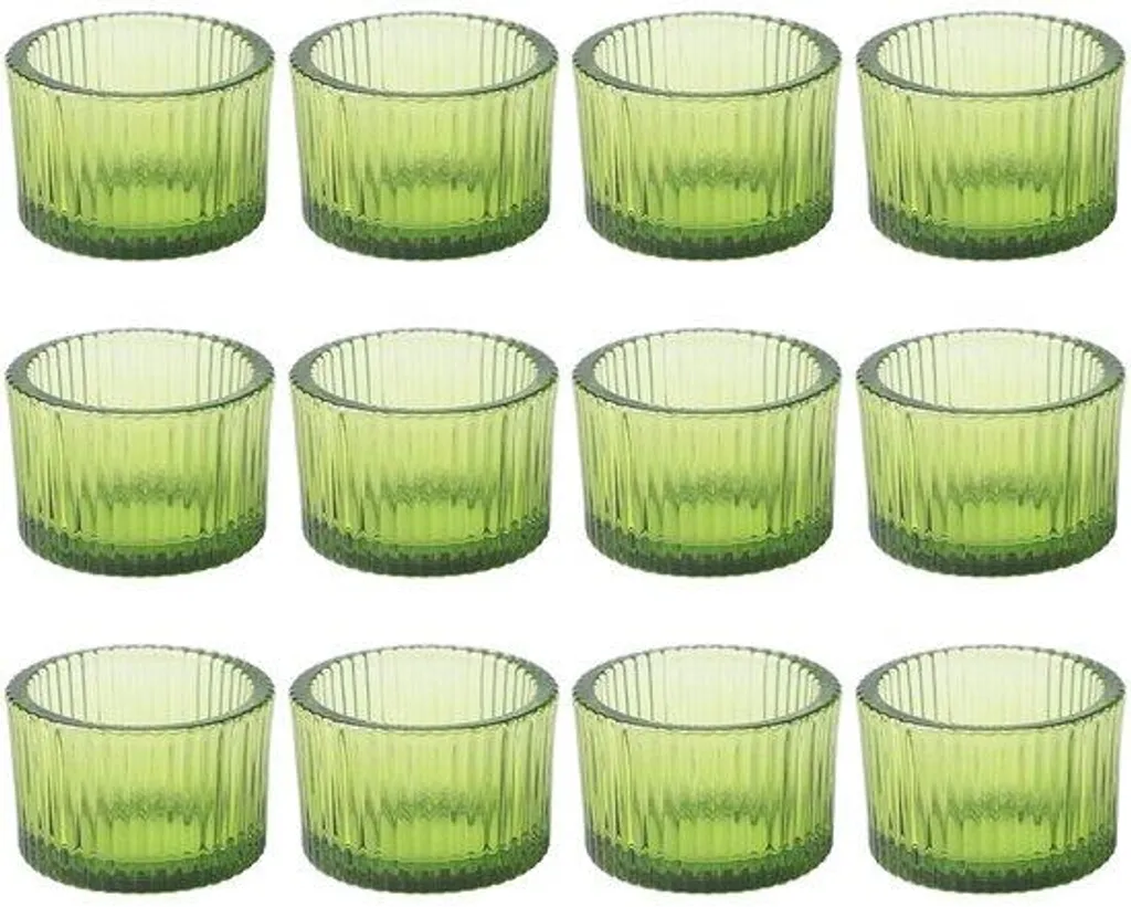 Photophore en verre vert pour décoration de table mariage et fêtes x12