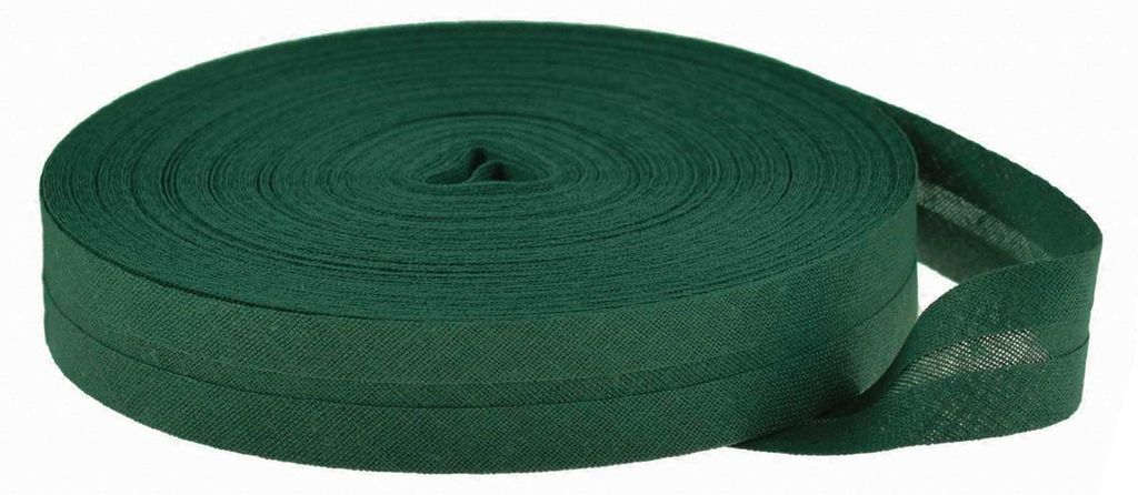 Schrägband Baumwolle Breite 14mm gefalzt dunkelgrün