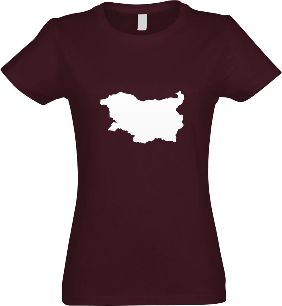 Kiwistar - T-Shirt tailliert - Damen - Burgund - Bulgarien Umriss Kontur - mit Motiv Bedruckt - Funshirt Design - Sport - Freizeit - Damen - M