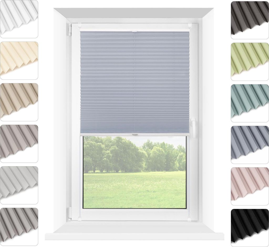 Mardom | Plissee Ohne Bohren - 45 x 120 cm - Blau - Klemmfix - Verdunkelnd - mit Thermofunktion - Sichtschutz - Plissee Fenster