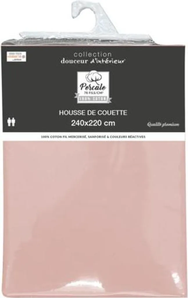 Housse de Couette LIA Percale de Coton Rose : Finis les Draps Rêches