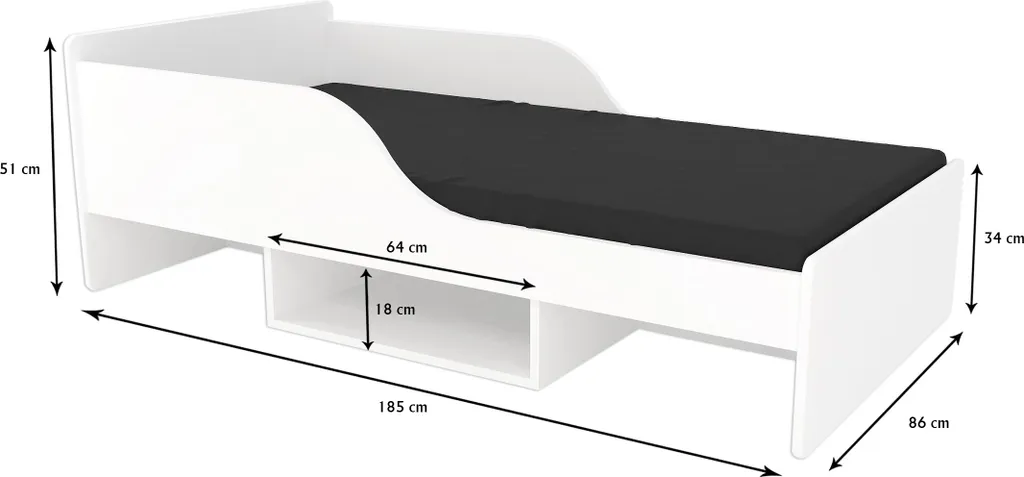 Lit SMILE gris 180x80 cm avec rangement pour optimiser les espaces - 4