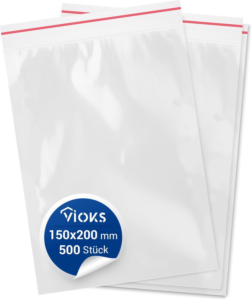 Verpackungstüten 500 Stück Zip Beutel 150x200mm mit Druckverschluss