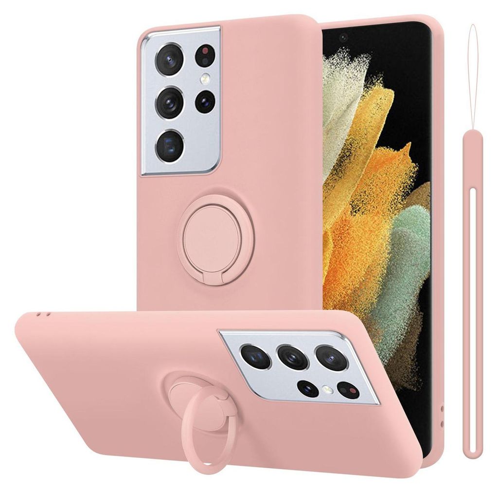 Cadorabo Hülle für Samsung Galaxy S24 ULTRA in LIQUID PINK Schutzhülle aus flexiblem TPU Silikon mit Ring Back Case Cover Etui Handy Hülle