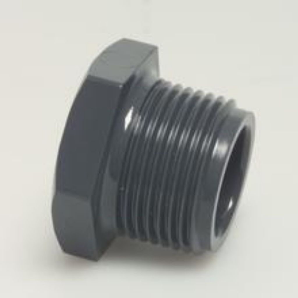 Profec Gewindestopfen PVC-U, 1/2 Zoll AG, 10 bar, grau Produktbild 