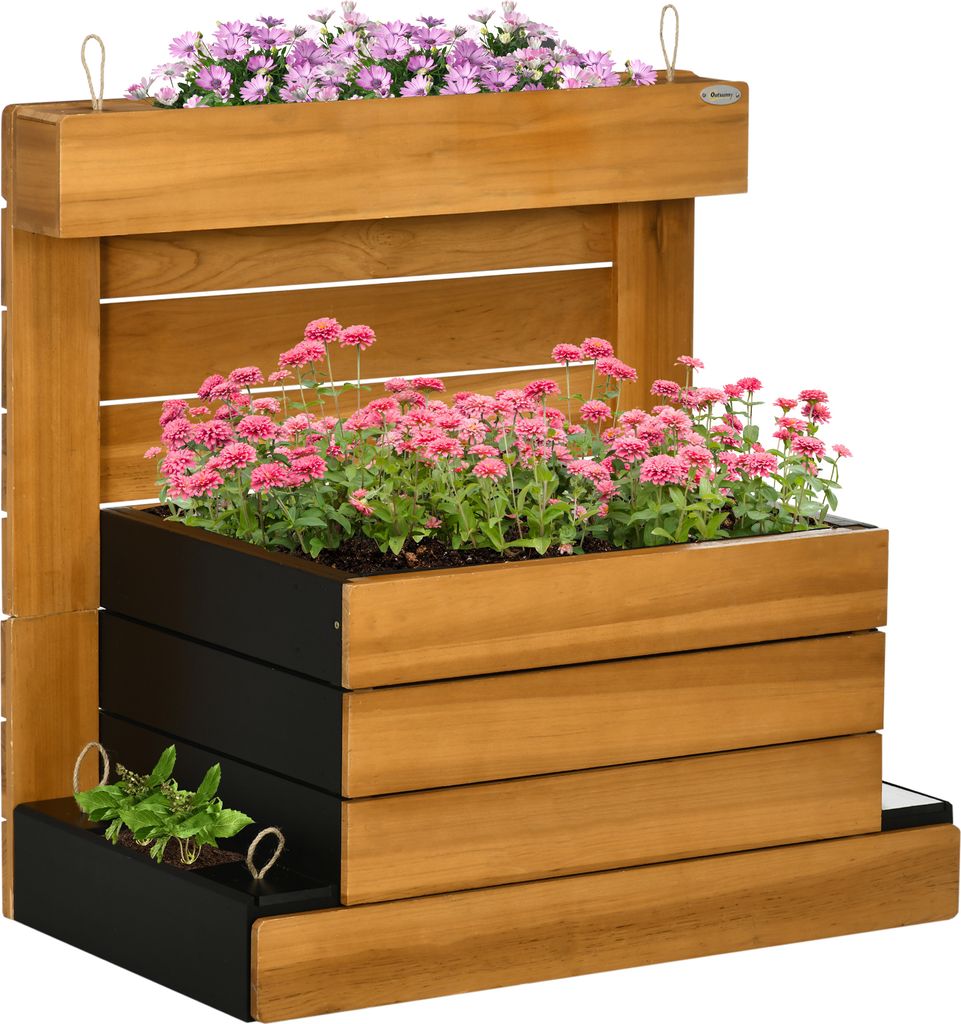 Vyvýšený záhon Outsunny so 4 kvetináčmi Kvetinový box so Obrázok produktu 
