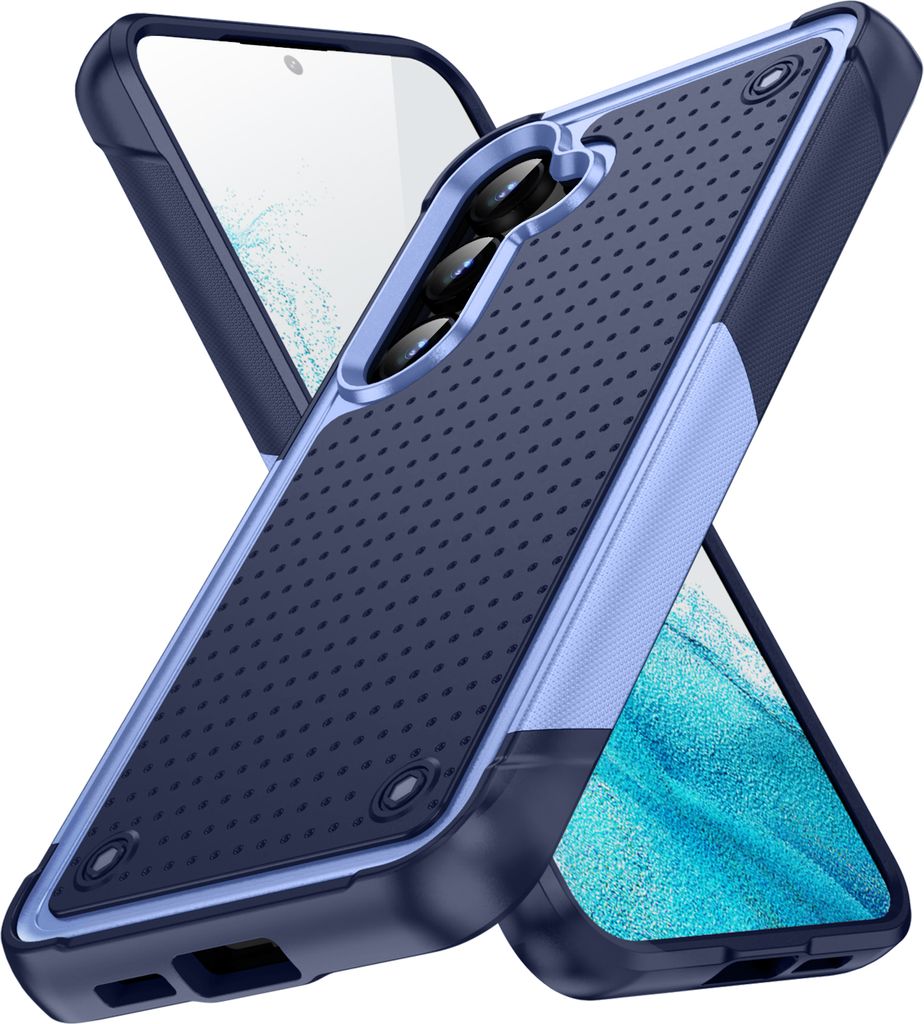 Hülle Für Samsung Galaxy S24 Militärqualität Stoßfest Hybrid 2 in 1 Hart PC Weich TPU Handyhülle Lila Blau