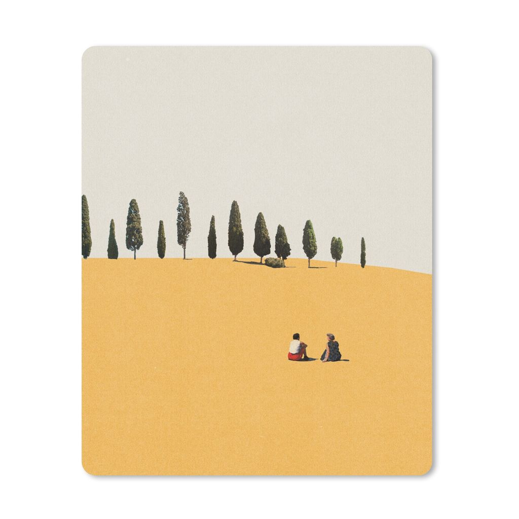 MuchoWow Mauspad Mousepad Landschaft - Menschen - Gelb - Bäume - Retro 30x40 cm - Mousepads - Maus Mat - Pad - Mausunterlage - Mausmatten