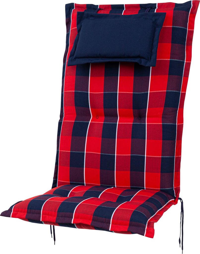 Auflage Hochlehner Rom 0851 rot-blau kariert 123x50x9 cm KETTtex