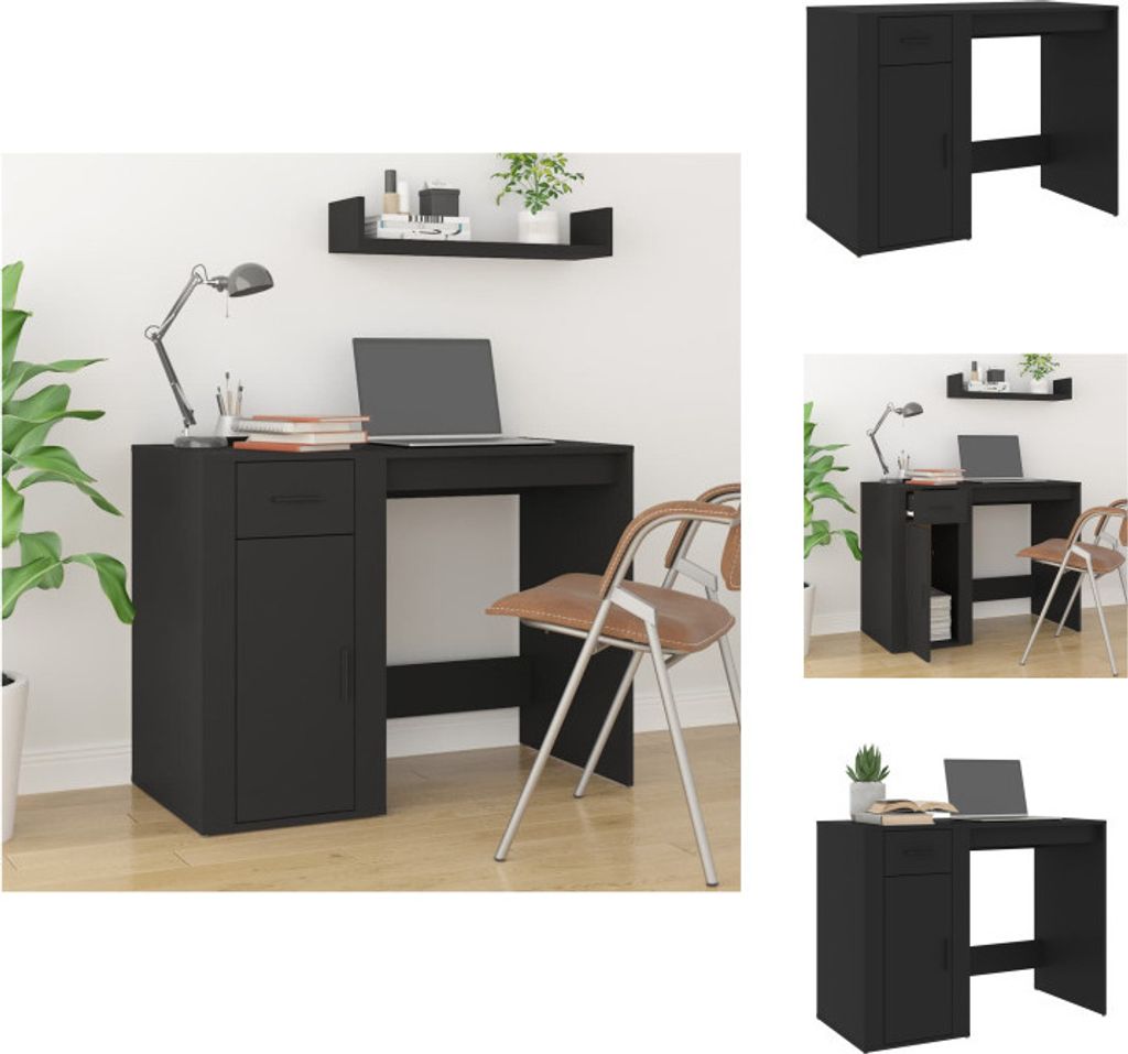 vidaXL Schreibtisch Schwarz 100x49x75 cm Holzwerkstoff - Schreibtische