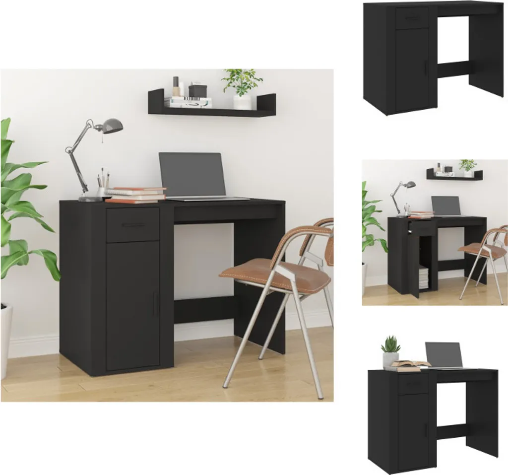 Scrivania Nera 100cm vidaXL: Arredamento Studio Casa Accogliente