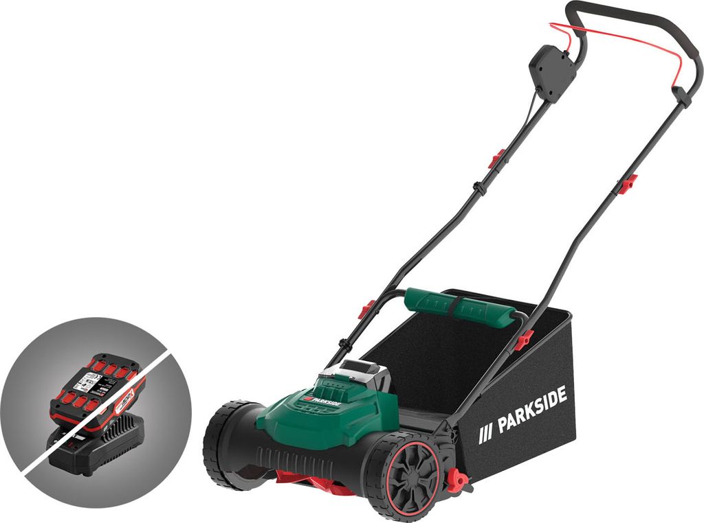 Parkside Akku Spindelmäher PSMA 20 Li Handrasenmäher Rasenmäher Leicht Handlich ohne Akku, ohne Ladegerät