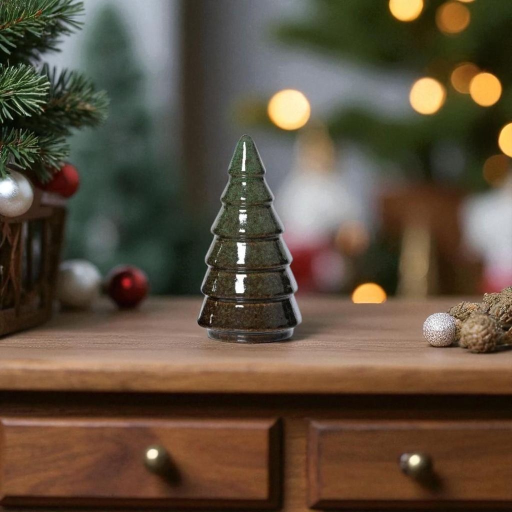 Porseleinen Kerstboom Bruin 6 Etages - kerstdecoratie