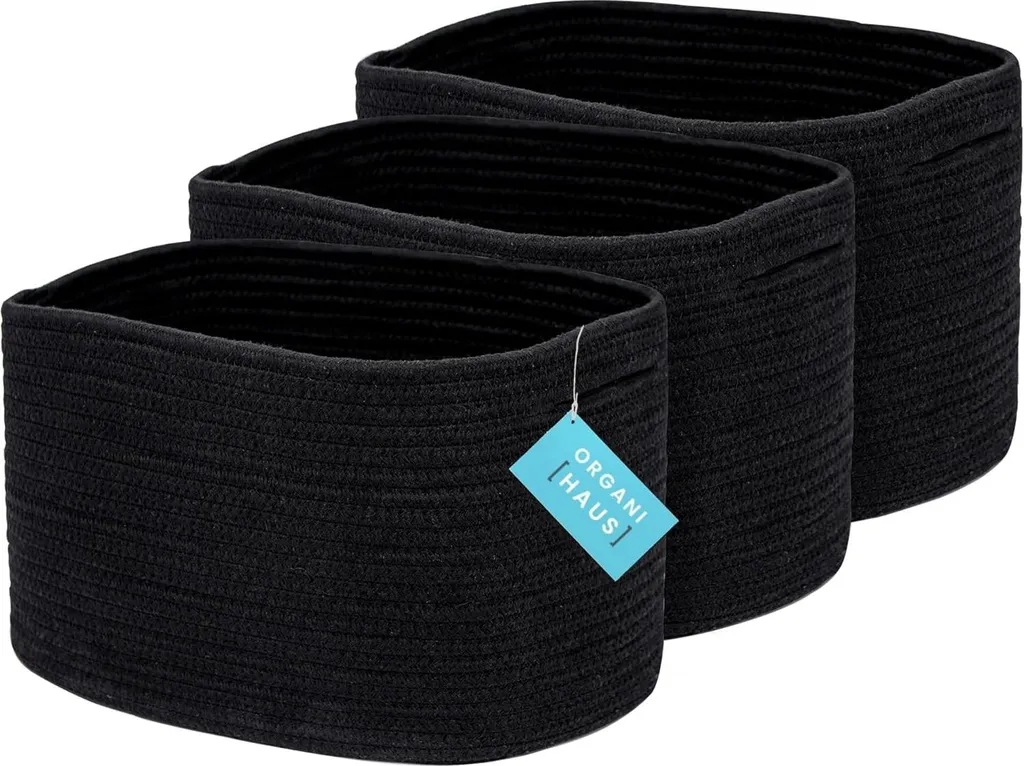 Paniers en Corde de Coton Noirs : Boîtes Souples pour Jouets et Linge