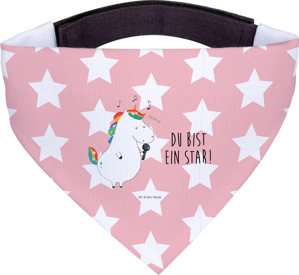 Mr. & Mrs. Panda Hundehalstuch S Einhorn Sänger - Rot Pastell - Geschenk, Tuch, Halstuch Hund, Für Hunde, Einhörner, Glitzer, Unicorn, Fest, Fre...