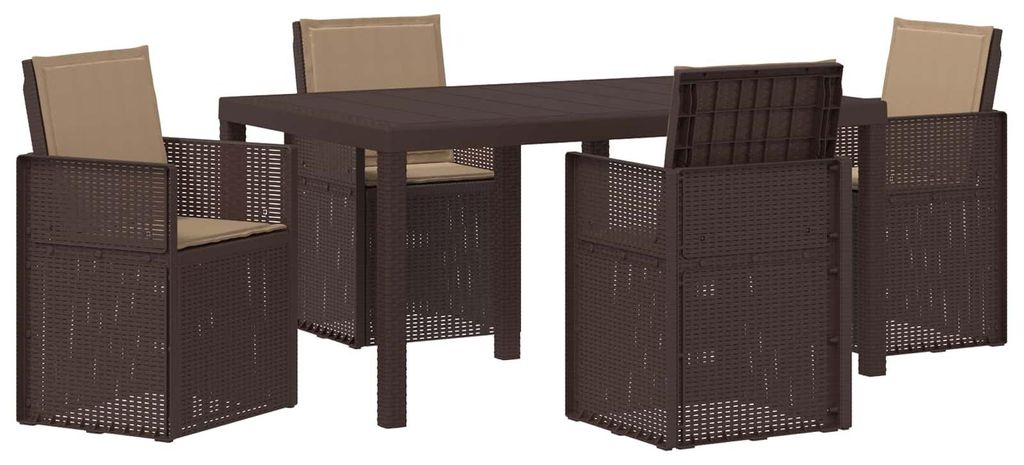 vidaXL Garten Essgruppe mit Kissen 5 pcs Braun und Taupe PP