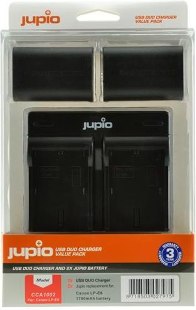 Set Jupio 2x LP-E6 1700mAh + USB-Doppelladegerät