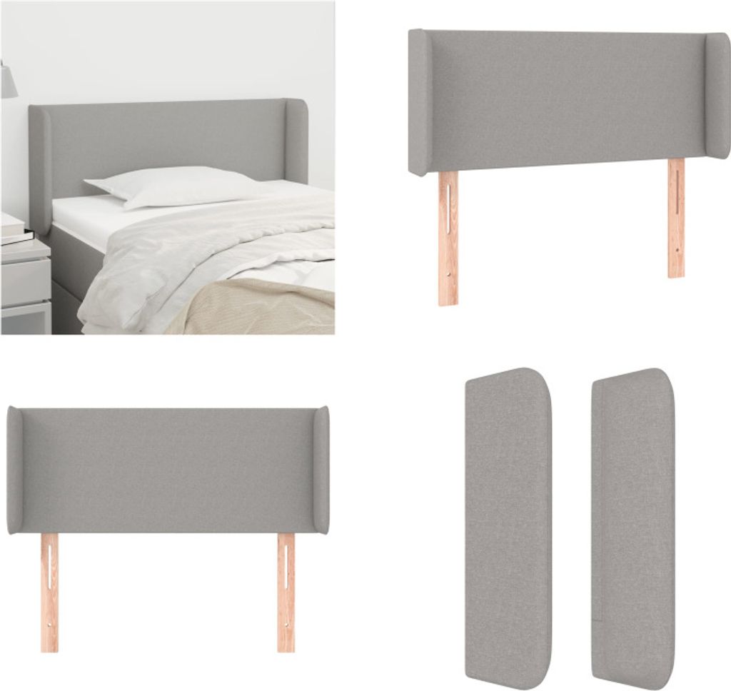 vidaXL Kopfteil mit Ohren Hellgrau 83x16x78/88 cm Stoff - Kopfteil - Kopfteile - Bett-Kopfteil - Bettkopfteil