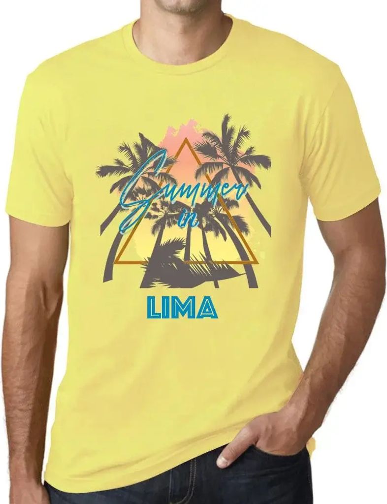 Herren Grafik T-Shirt Palme Sonnenschein Sommer in Lima – Palm, Sunshine, Summer In Lima – Öko-Verantwortlich Vintage Jahrgang Kurzarm Lustige...