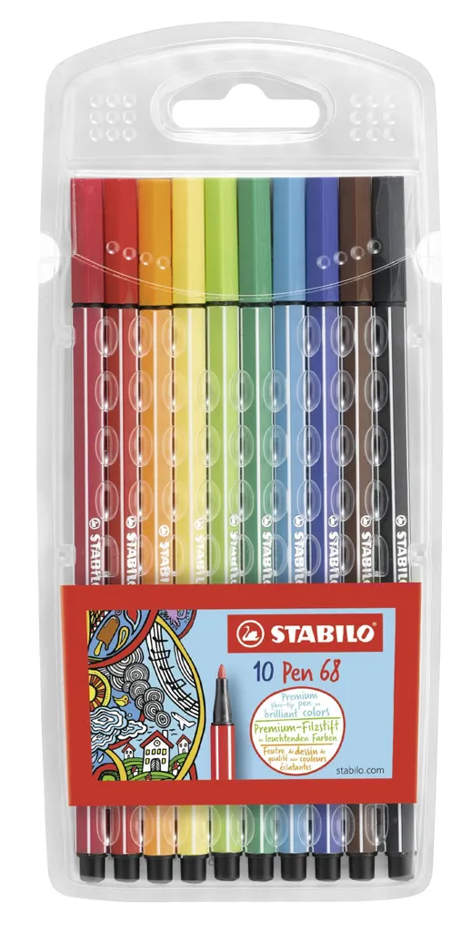 STABILO Pen 68 Confezione 10 Pennarelli - Resistenti per la Scuola