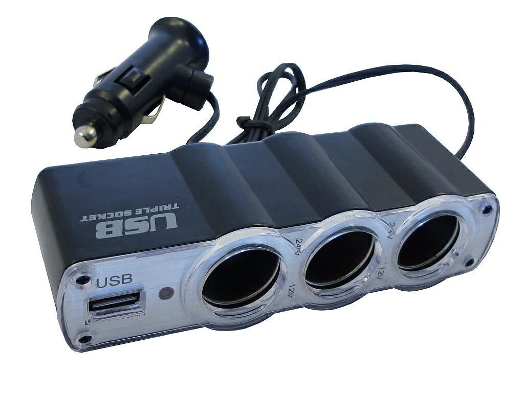 Rozgałęźnik gniazda zapalniczki samochodowej 12V z USB Zdjęcie produktu 