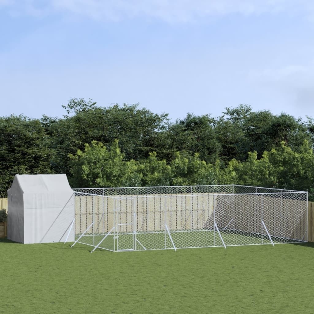 HOMMIE Outdoor-Hundezwinger mit Dach Silbern 10x6x2,5 m Stahl Verzinkt Promotion416598 - Sonstiges Hundezubehör