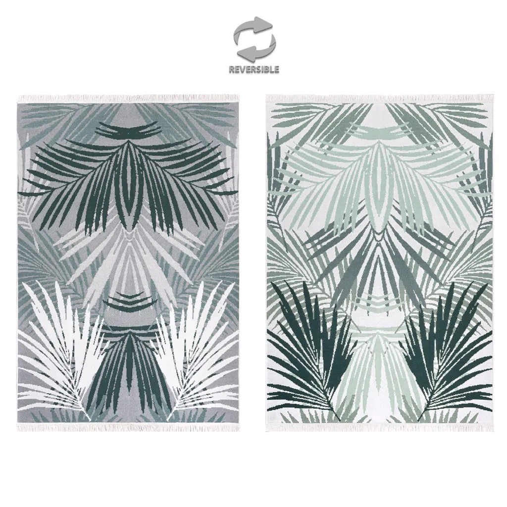 Tapis Antidérapant Vert Palmier 120x170 cm - Décoration Facile à Nettoyer - 3