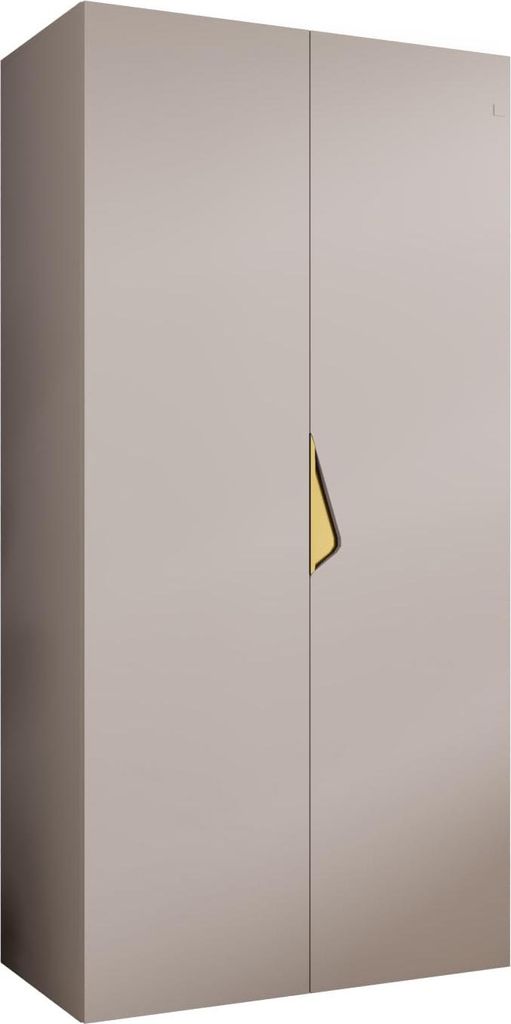 MEBLE KRYSPOL Schrank 100x202x52 cm mit Kleiderstange, 2xTür, SANDI, Kaschmir, Griff Gold