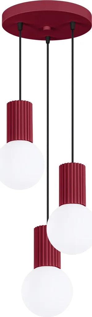Sollux HALO 3P Bordeaux | Lampada Sospensione 3xG9 Alluminio e Vetro