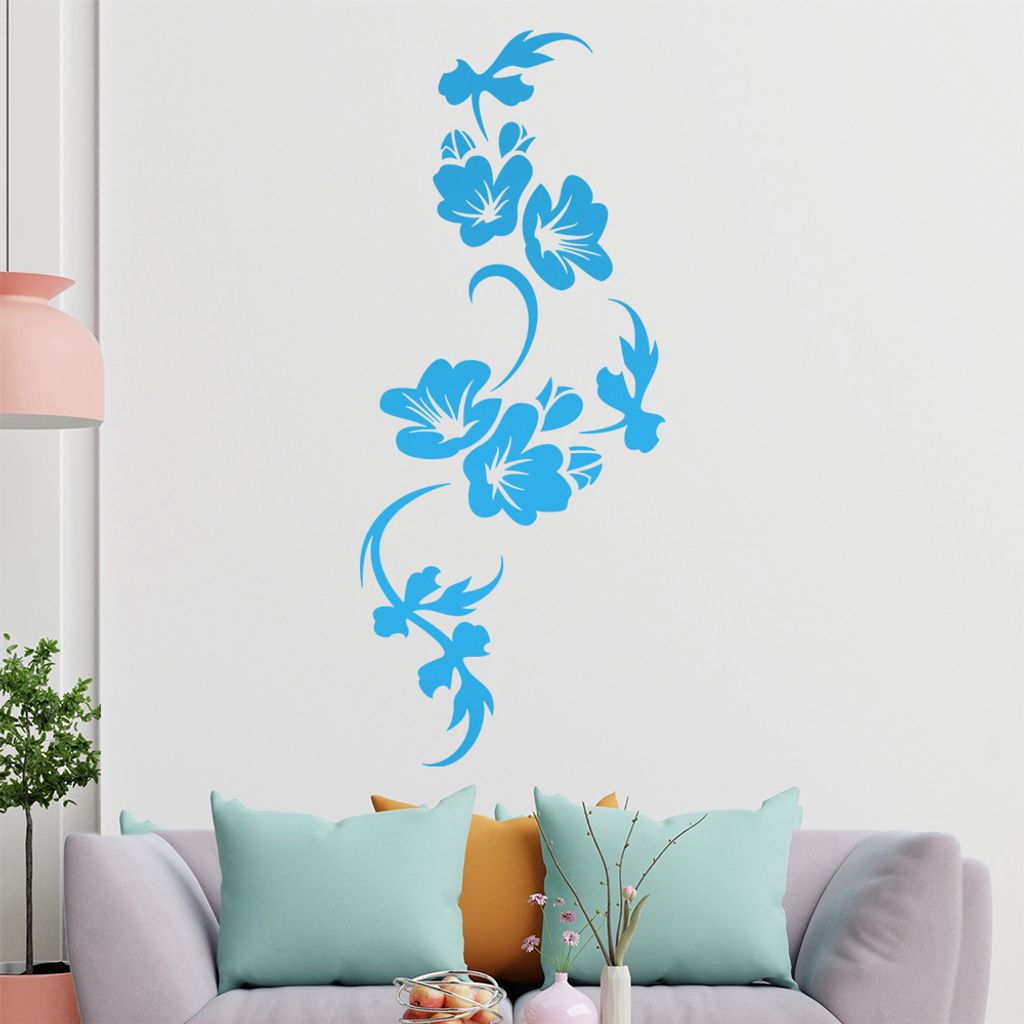 Blumen - Linien Wandtattoo in 6 Größen - Wandaufkleber Wall Sticker - Dekoration, Küche, Wohnzimmer, Schlafzimmer, Badezimmer
