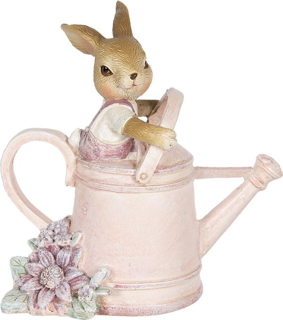 Clayre & Eef Figur Kaninchen 10x6x11 cm Rosa Kunststoff Produktbild 