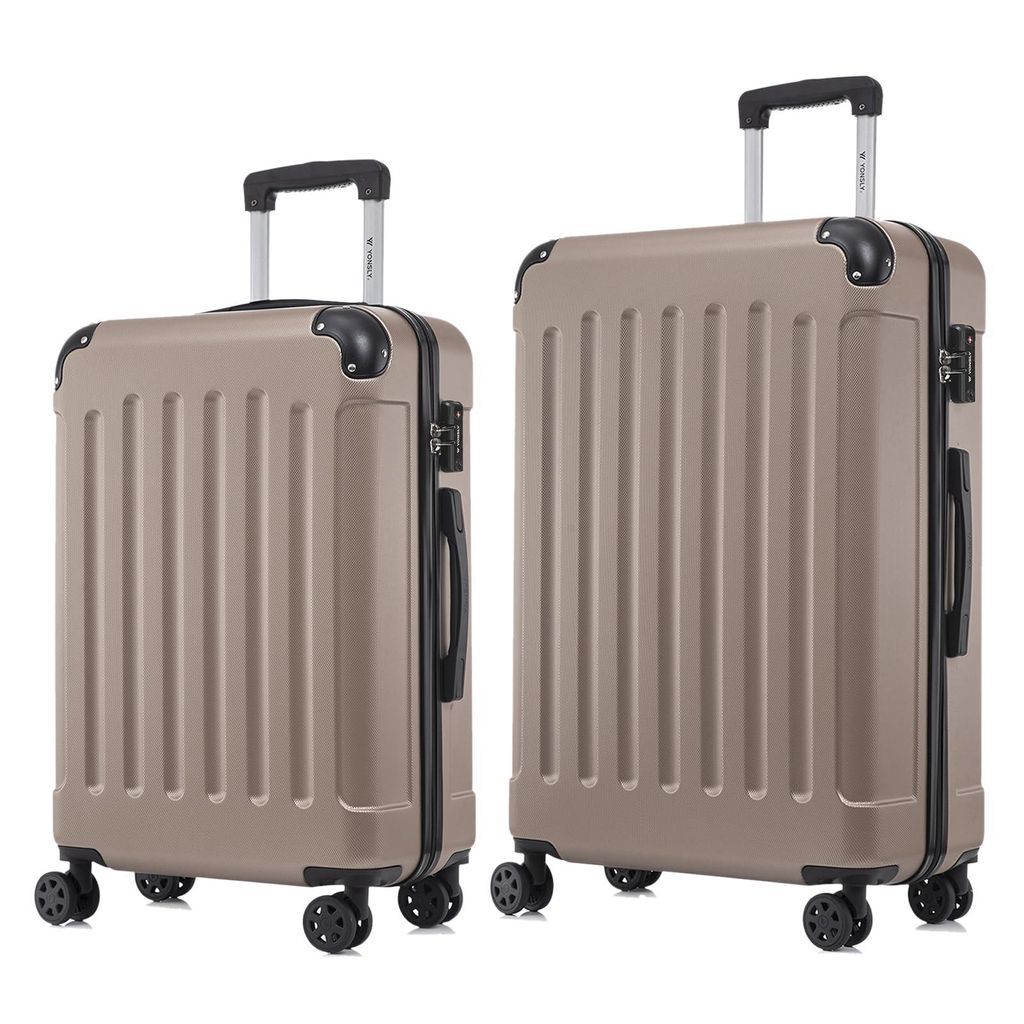 yonsly Premium Reisekoffer TSA-Schloss,YKK-Reißverschluss Hartschalen-Koffer Kabinenkoffer Rollkoffer Suitcase Handgepäck (Champagner, L-XL-Set)