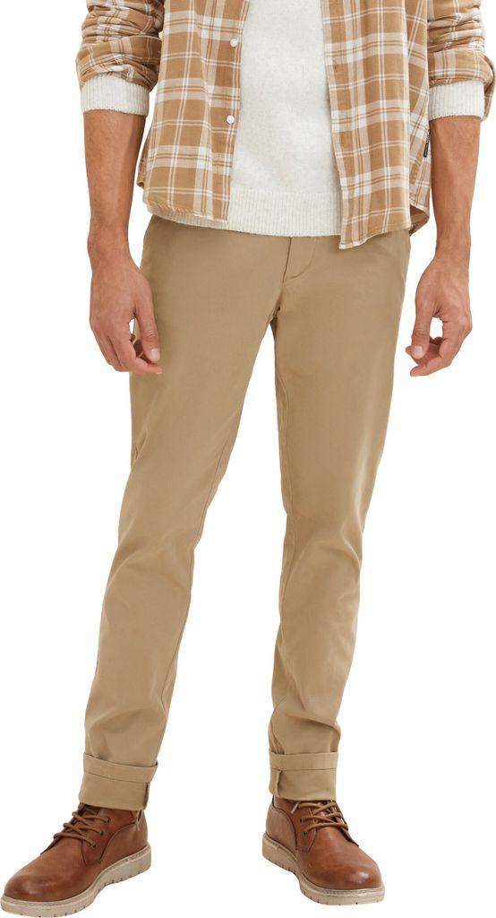 Tom Tailor Hose Unifarbene Slim Fit Chinohose Travis mit seitlichen Eingrifftaschen, Gürtelschlaufen und Paspeltaschen
