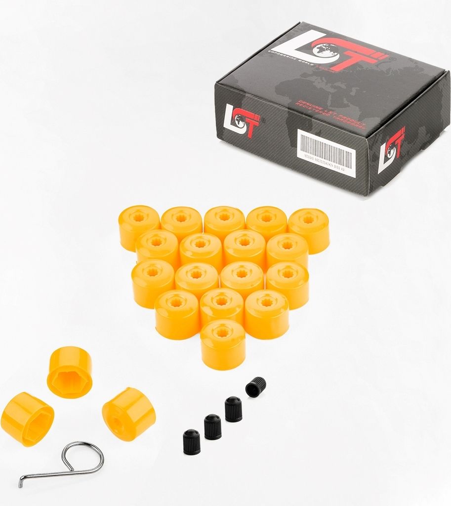 20x Radschrauben Abdeckkappen 17 mm gelb für CITROEN PEUGEOT DACIA RENAULT