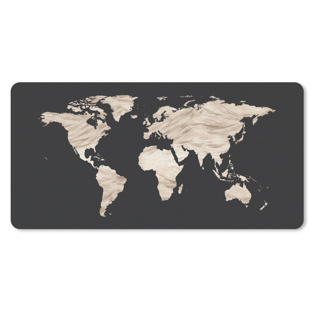 MuchoWow Schreibtischunterlage Weltkarte - Farbe - weiß 80x40 cm - XXL Mauspad - Gaming Mauspad
