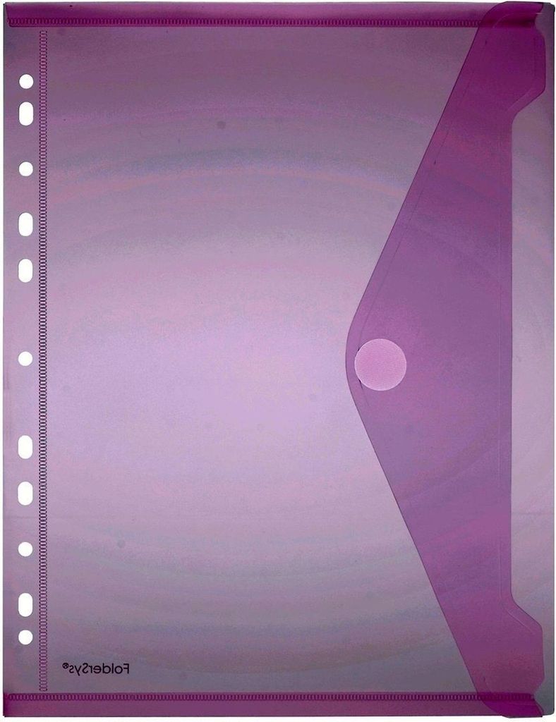 FolderSys Sichttasche, DIN A4 quer, Abheftrand, Klettverschluss, tansparentrot, (H x B) 310 x 238/218 mm, 10 Stück