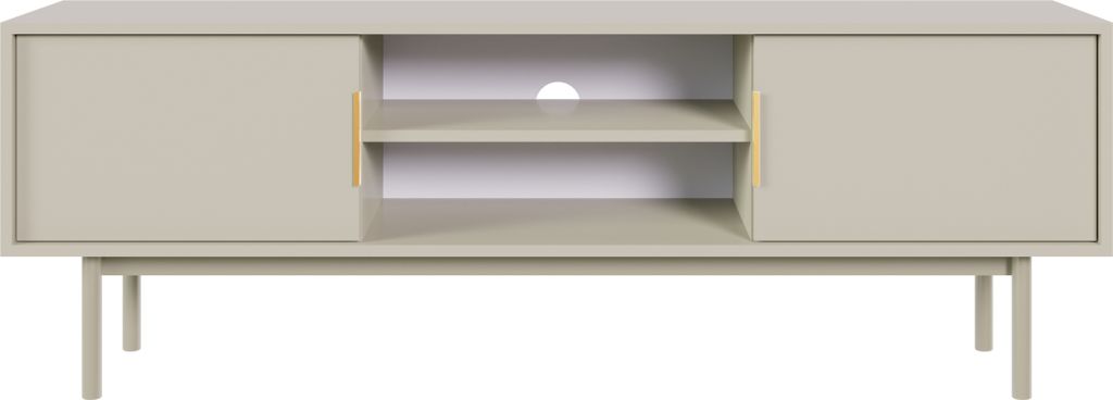 Selsey TV-Element Viviaro - TV-Lowboard mit zwei offenen Fächern, Grau-Beige, 154 cm